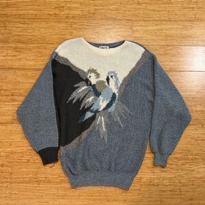 Vintage Passport parrot blue sweater